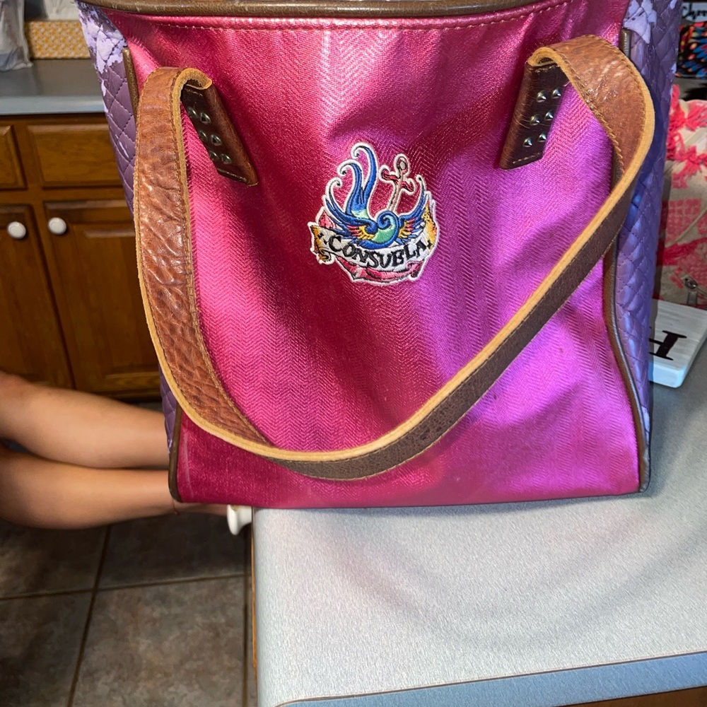 Consuela Pink and Brown Tote Bag
